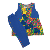 BLUE MULTICOLOR PRINTED KURTI & PAJAMA